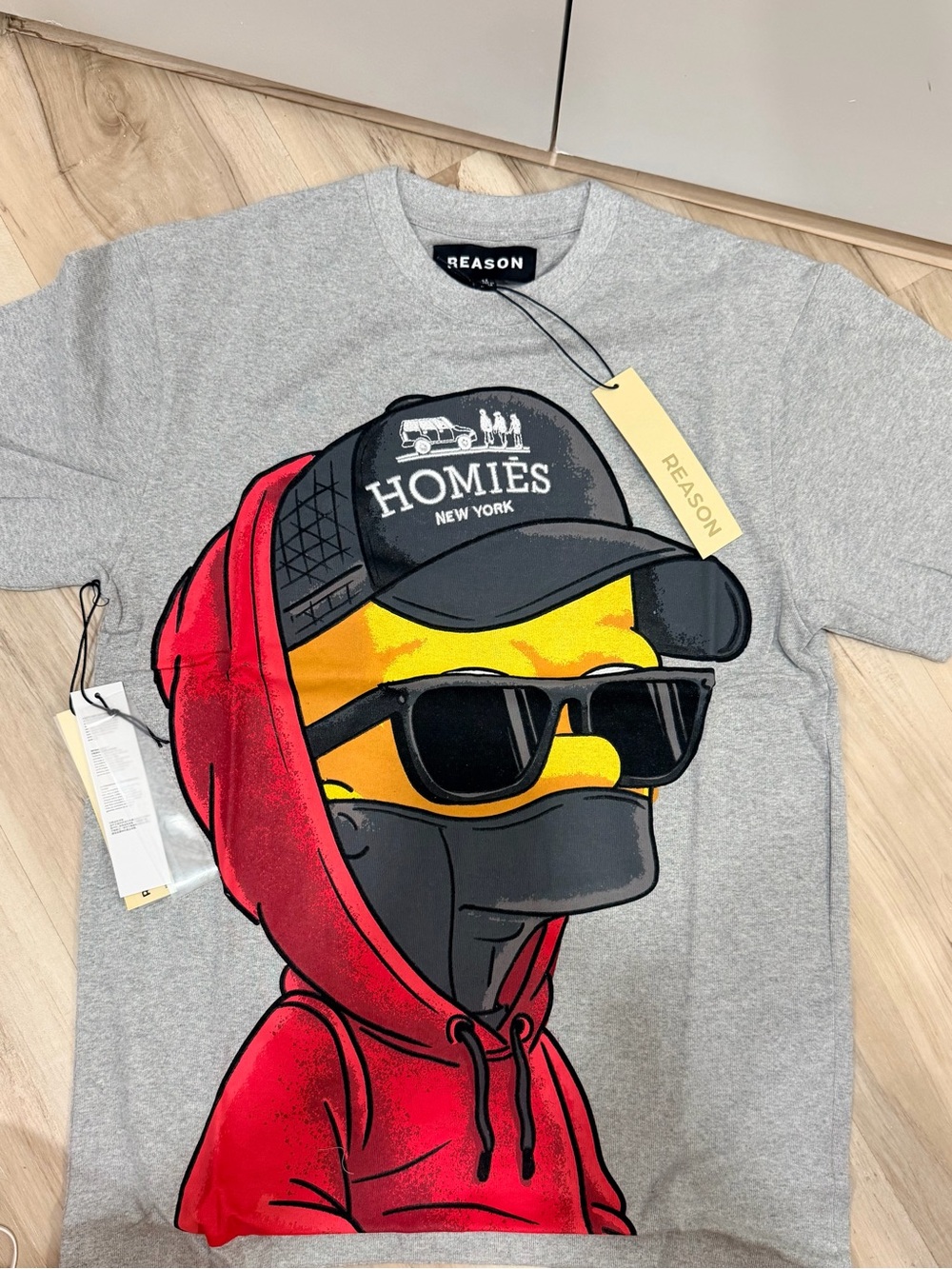 Reason Homies New York Graphic T-Shirt Gray Streetwear Tee NWT